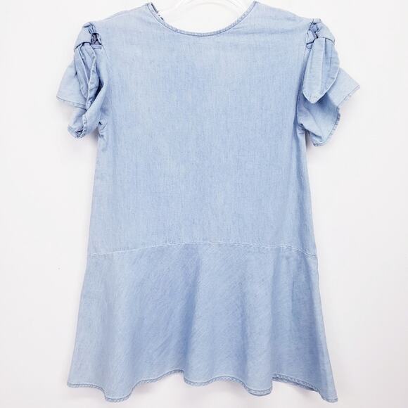 𝅺Zara Kids New with Tags Girls Denim‎ Chambray Ruffle Dress Size 9 - Picture 1 of 10